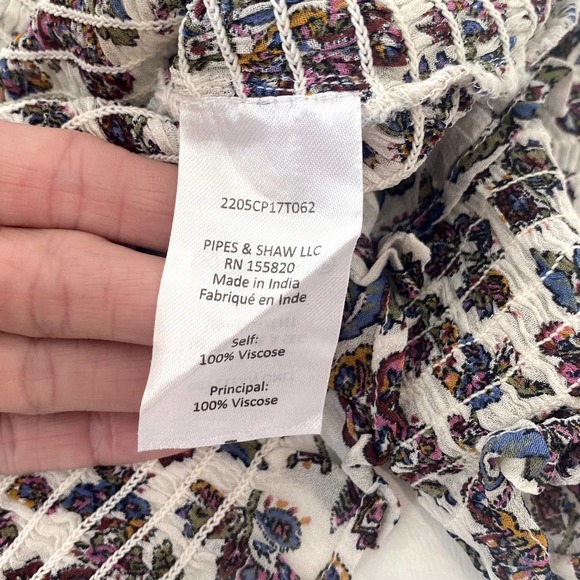 Veronica Beard Kali Floral Print Smocked Top Blouse 12 - Picture 6 of 8